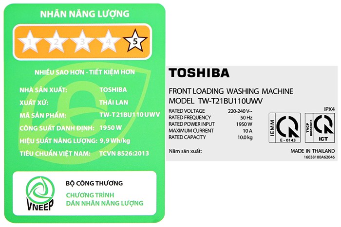 Máy giặt TOSHIBA Lồng ngang Inverter 10 kg TW-T21BU110UWV(MG)